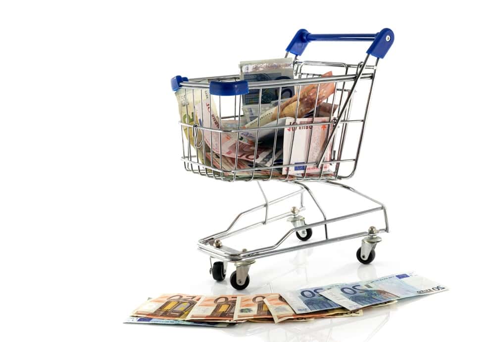 Shopping cart full of euros
