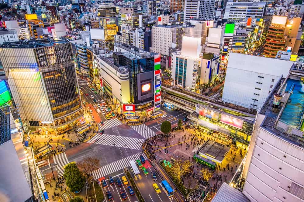 Cityscape over Shibuya Crossing