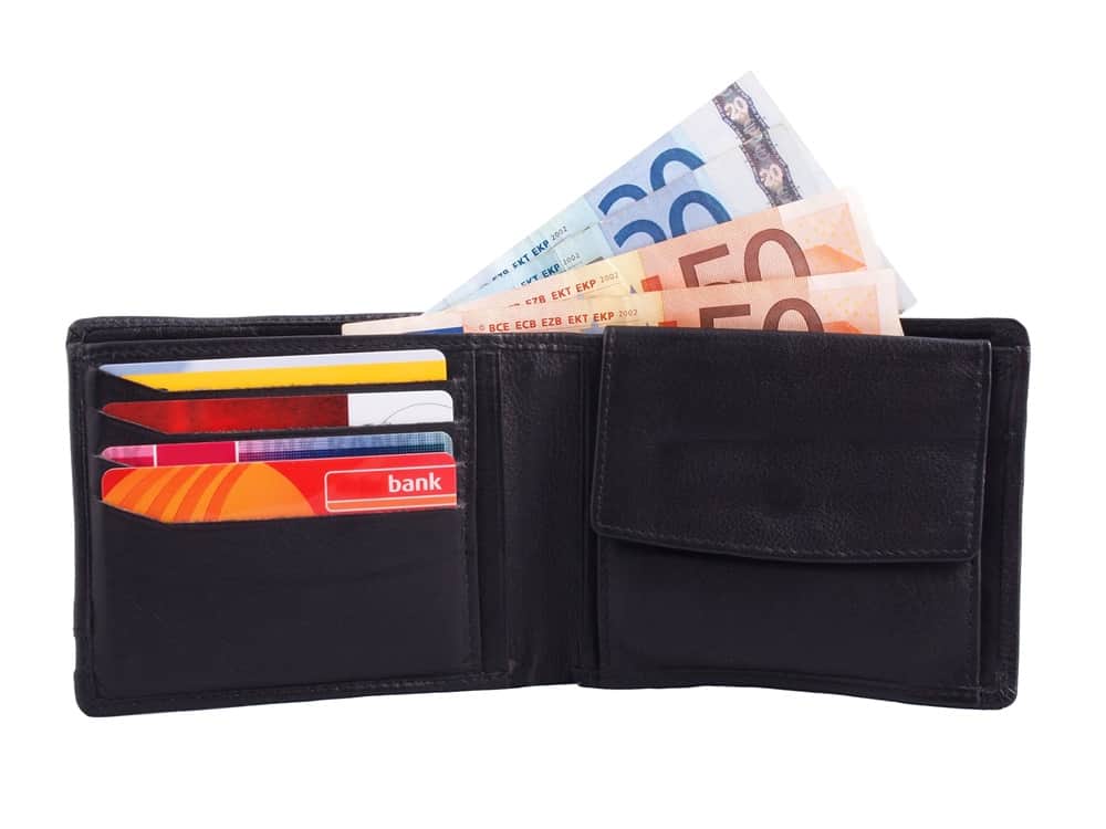 Wallet with Euro cash and cards