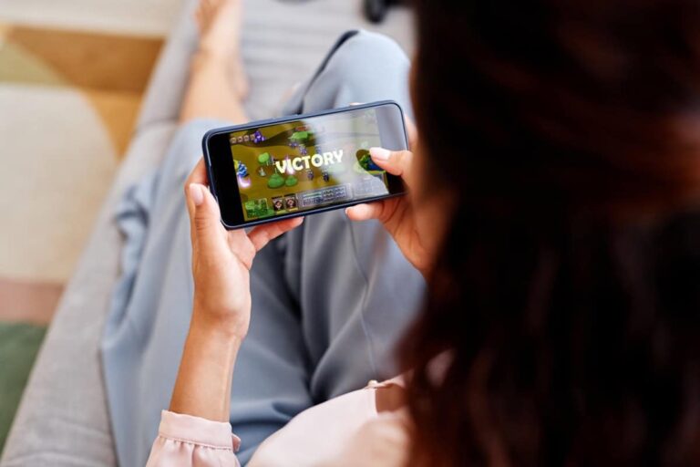 Woman playing online video gaming
