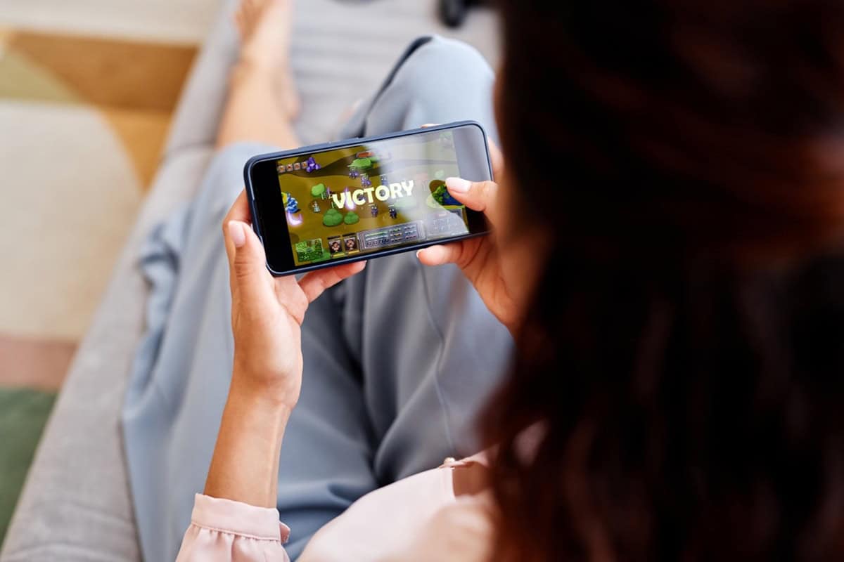 Woman playing online video gaming