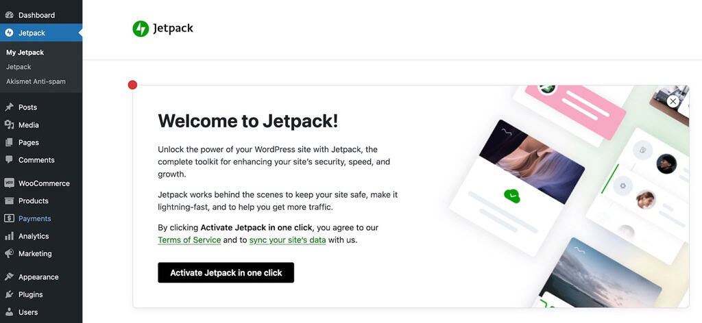 Screenshot of the Jetpack plugin